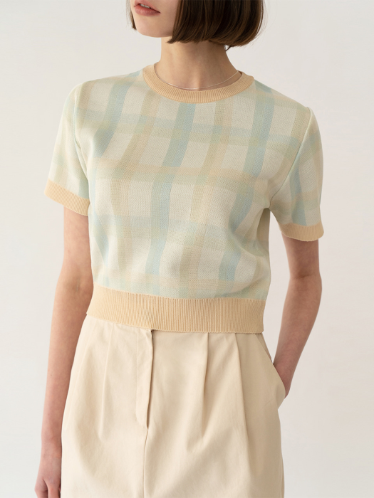 A SPRING CHECK KNIT_IVORY