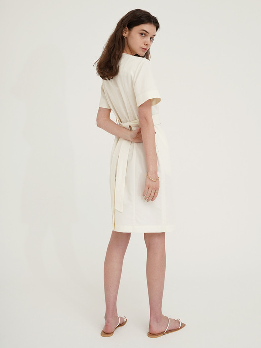 Linen button up dress - Ivory