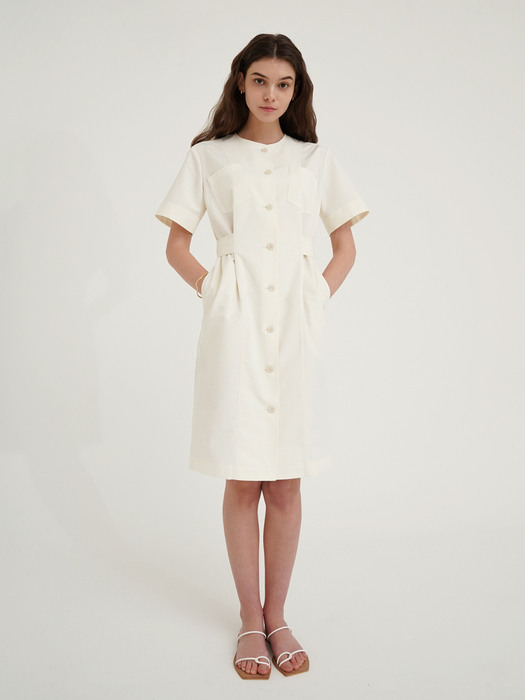 Linen button up dress - Ivory