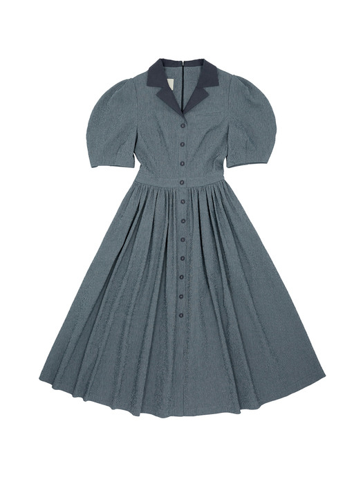 [N]HOLLYWOOD Shirred waist detail dress (Navy stripe)