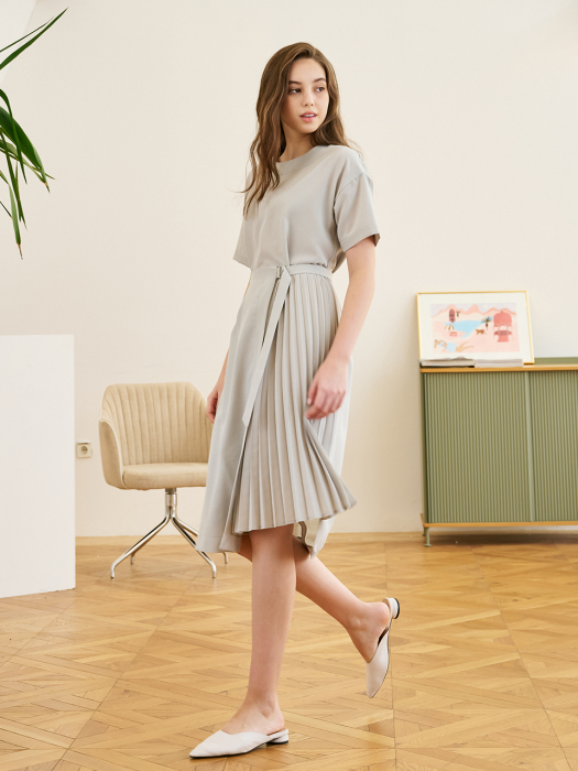 Tiera Pleated Half Wrap Dress_Mint