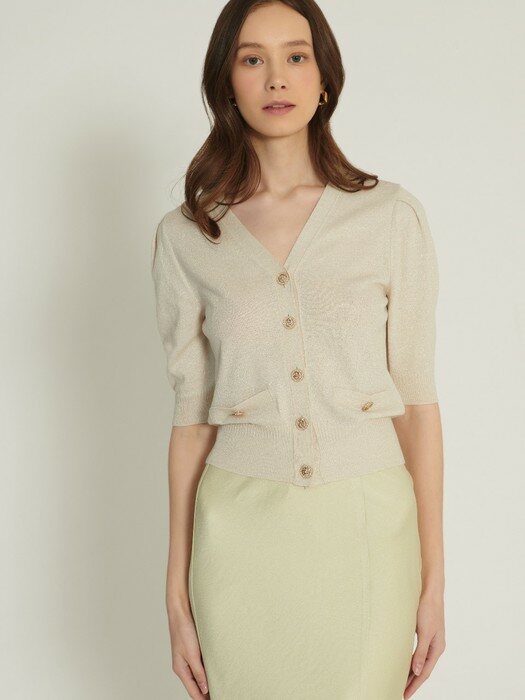 Purus glitter volume cardigan - Light Beige