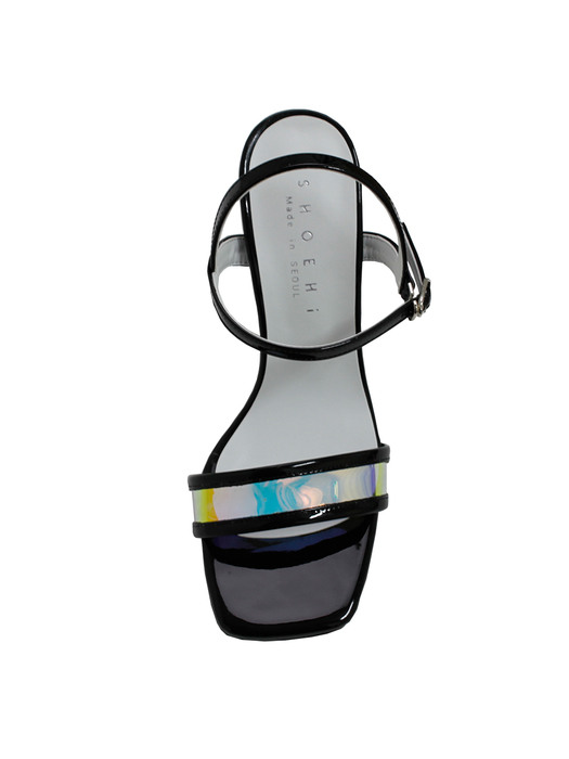 Hologram PVC 8cm Waterproof Ankle Strap Sandal /S0801/BKE