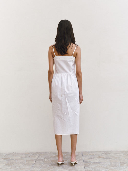 21SS Button strap dress (White)