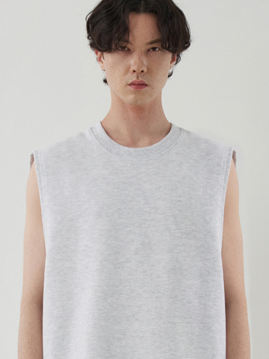 OVERFIT ESSENTIAL SWEAT VEST_MELANGE IVORY