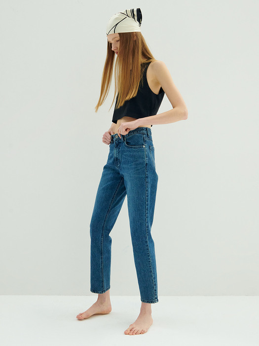 [리퍼브] Mid-rise Straight Jeans_D.blue