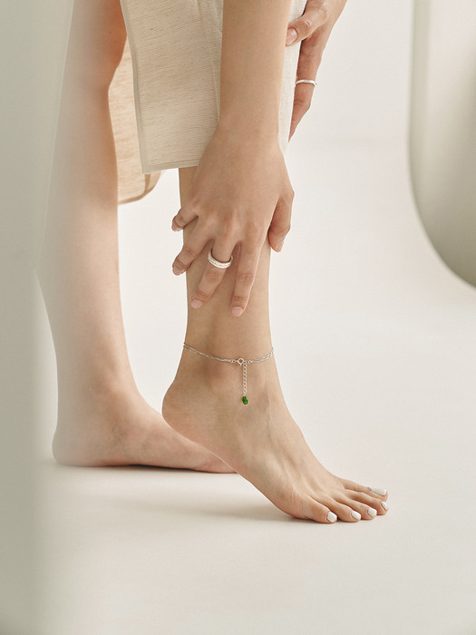 #Jade003 Green gemstone Anklet
