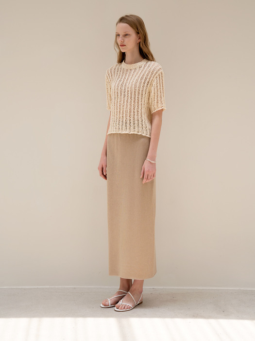 Summer Knit Skirt -Beige