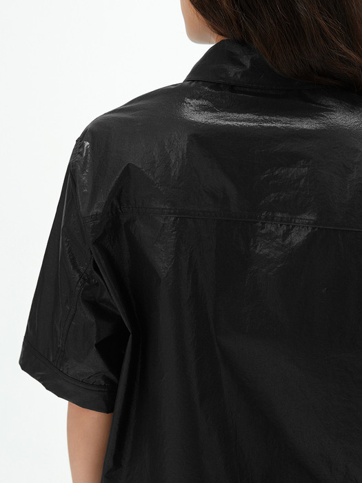 OVERSIZED SHORT-SLEEVE JACKET BLACK