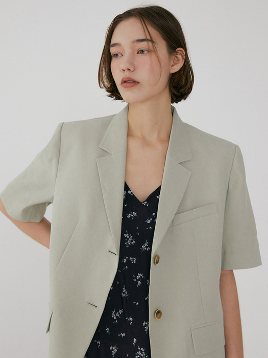 Short Sleeve Linen Jacket [2colors]