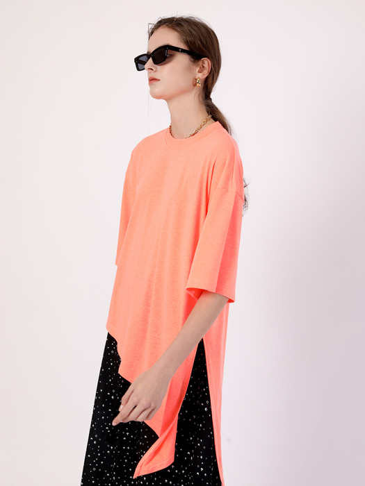 Neon Orange Unbalance Short Sleeve T Shirt