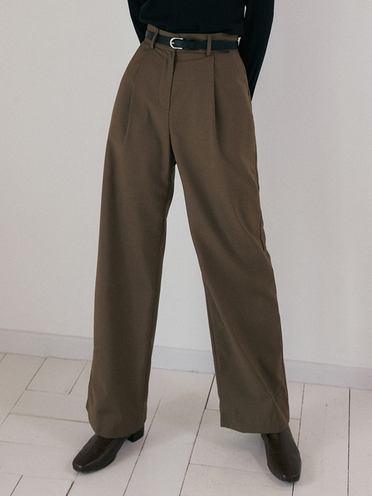 NUE WIDE FIT PANTS KHAKI BROWN