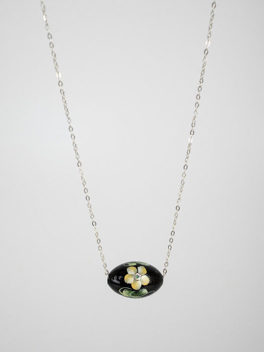 Flower painting pendant 925 silver necklace