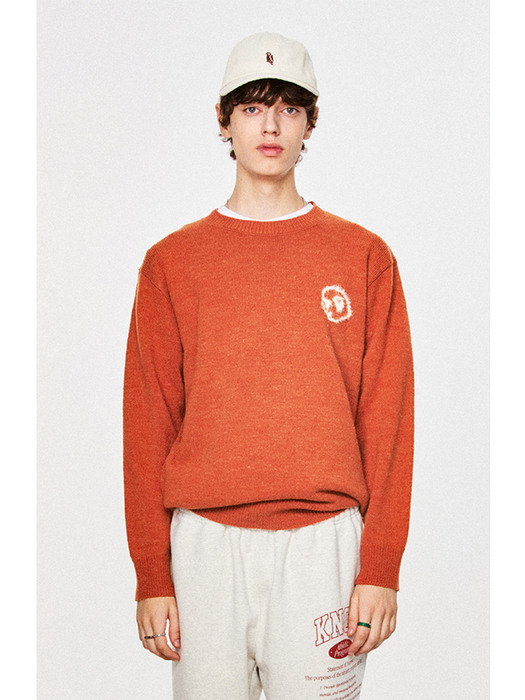 칸코]KANCO MOHAIR LOGO KNIT PULLOVER dark orange