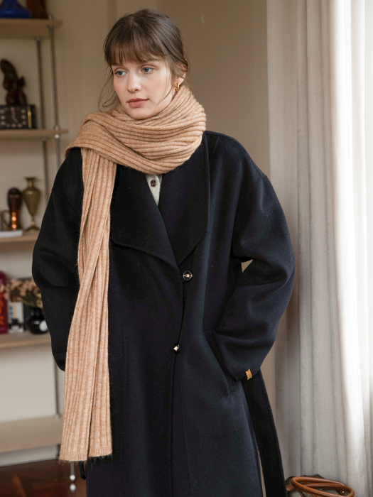 [100% WOOL]MARSO shawl collar handmade coat_black