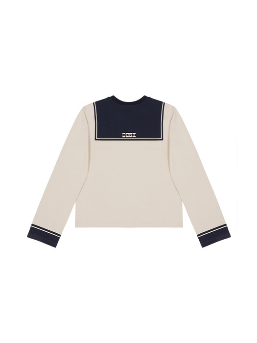 [EXCLUSIVE] Long Sleeve T-shirts with Logo - Beige/Navy