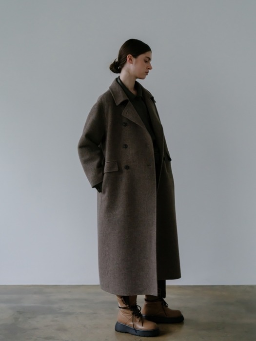  Double Breasted Classic Wool Coat_Brown   
