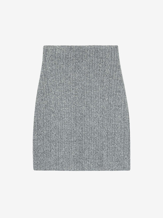 CASHMERE BLEND CABLE TWEED KNIT MINI SKIRT