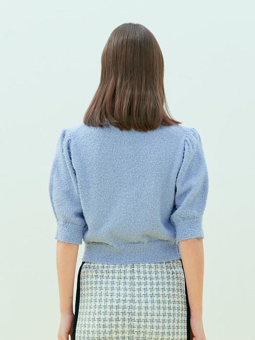 Boucler puff sleeve knit top_PP
