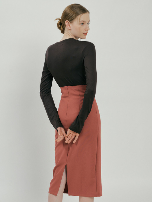 KACK BACK SLIT SKIRT ROSE