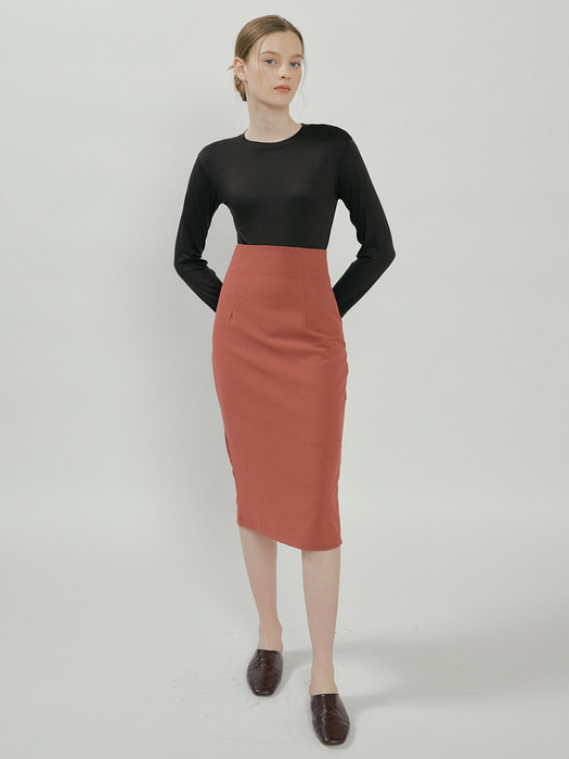 KACK BACK SLIT SKIRT ROSE