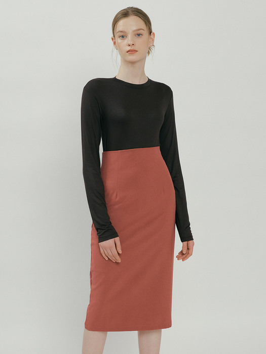 KACK BACK SLIT SKIRT ROSE