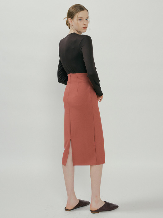 KACK BACK SLIT SKIRT ROSE