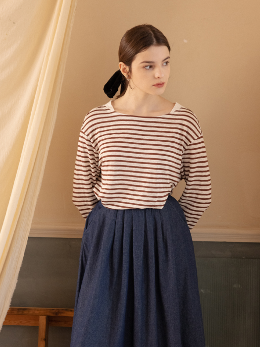 SAINT marine T-shirt_brown stripe