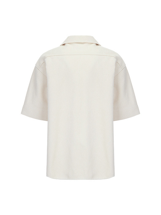 HARD WEAVE OPEN COLLAR SHIRT_IVORY