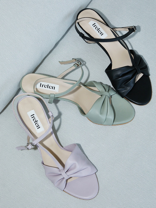 Pleats heeled sandals_3 colours