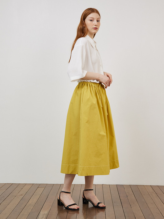 Cotton volume skirt in yellow 