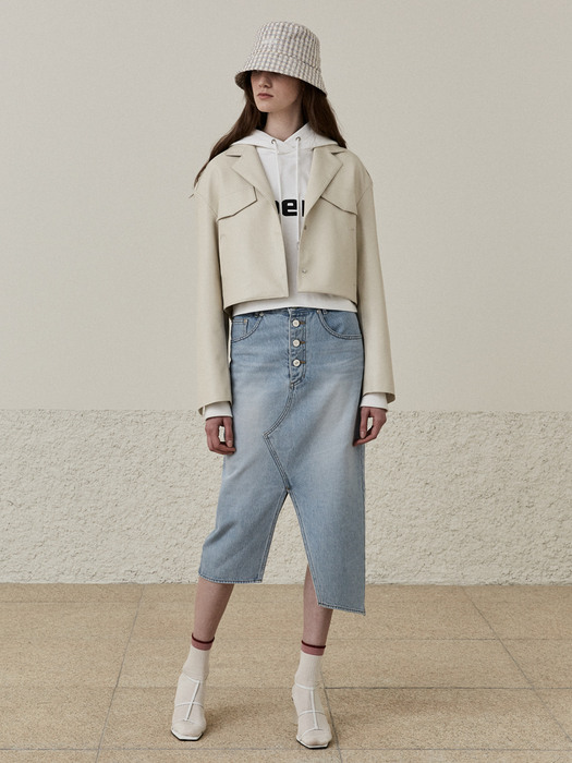 [ESSENTIAL] MATILD Oversized Crop Eco Faux Leather Jacket_Ivory