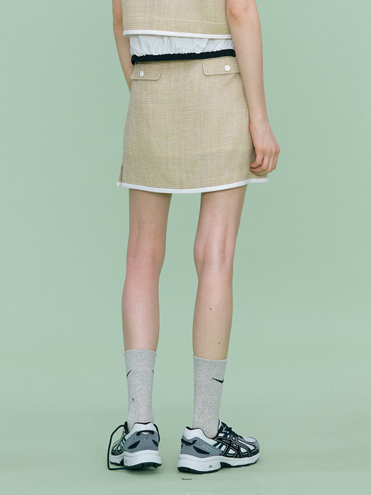 Tweed  Miniskirt_L/YELLOW