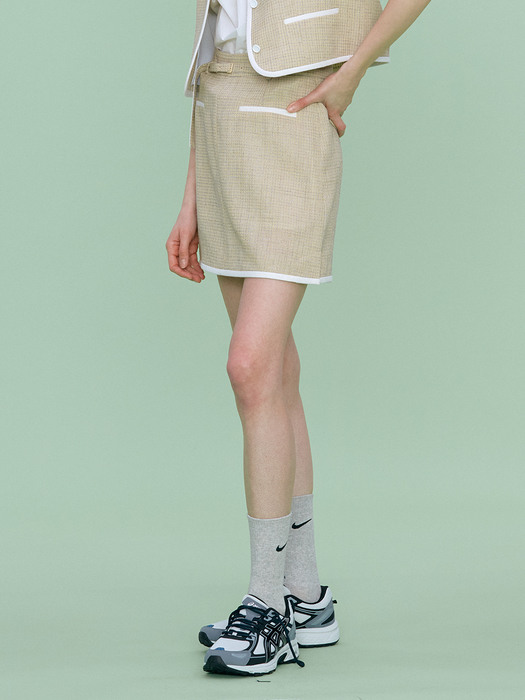 Tweed  Miniskirt_L/YELLOW