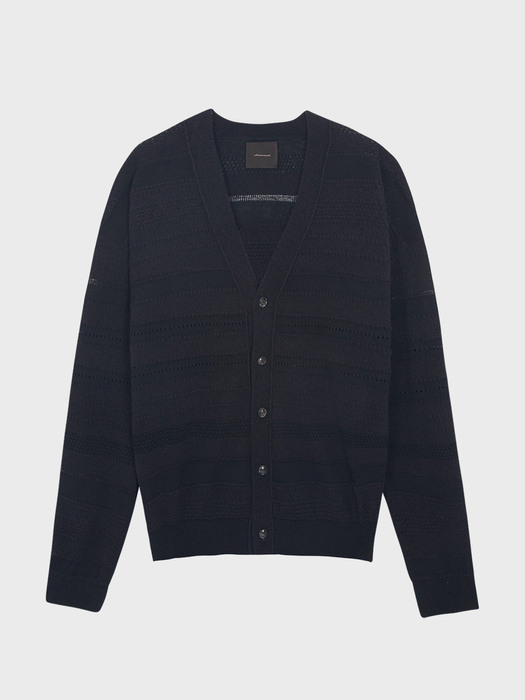 PUNCHED STRIPE CARDIGAN [BLACK]