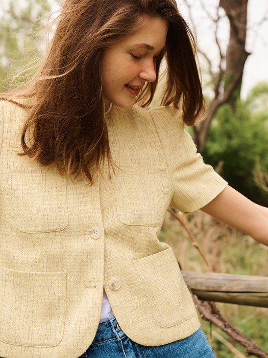 [EXCLUSIVE]Maisie Linen Tweed Jacket_Yellow