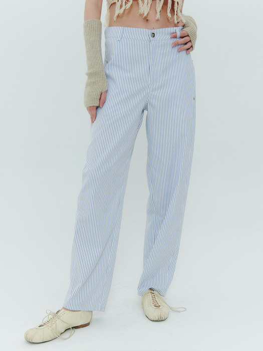 Rivet Long Wide Pants [STRIPE]