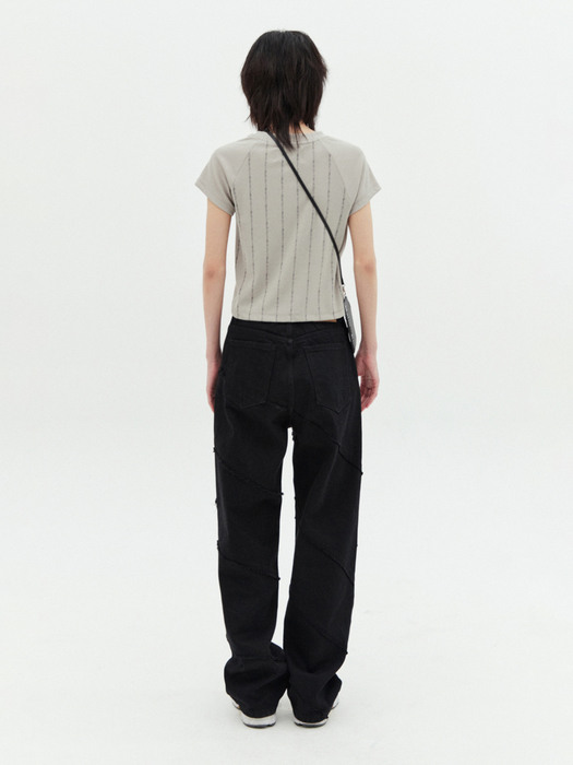 DIAGONAL ROUGH DENIM PANTS IN BLACK