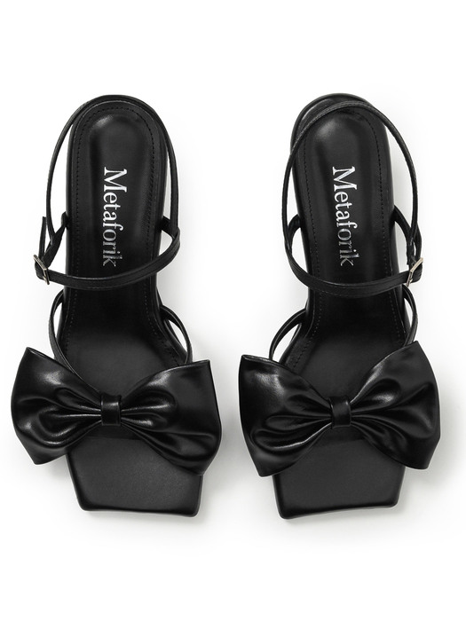 Ribbon strap sandals (black)