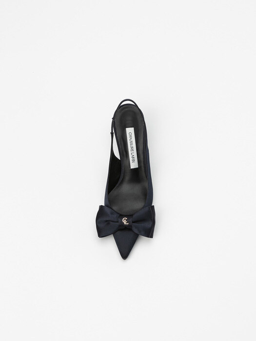 Breve Slingback Pumps in Salute Navy Silk Satin