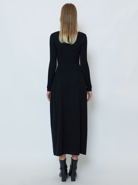 Cell Full-Skirt Knit Dress