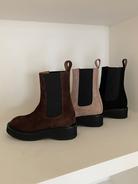 IS_221157  Suede Platform Chelsea Boots (3colors)