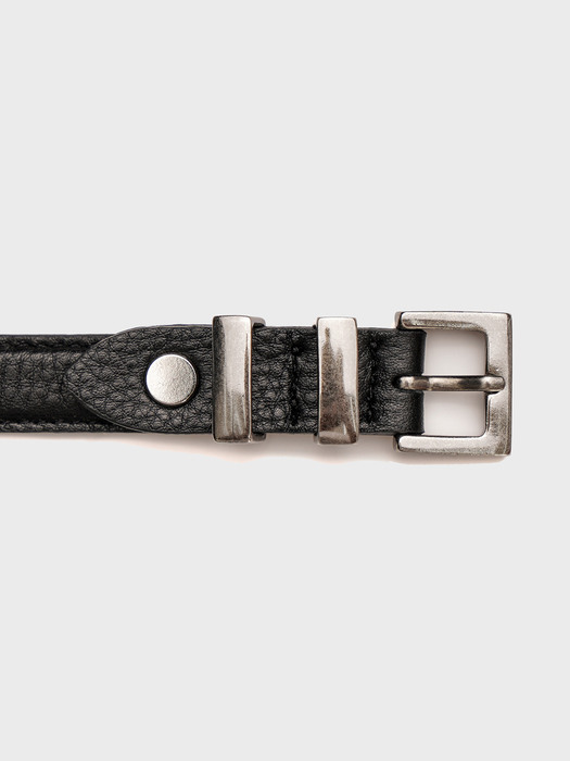 Square Loop Thin Leather Belt[Black(UNISEX)]_UTA-FM35 