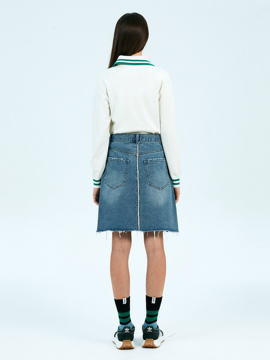 Destroyed Raw-cut Denim Skirt _QWPDX22523BUX