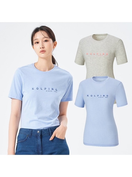 콜핑 여성 여름 로고프린트 반팔 라운드 티셔츠 1802TK531W