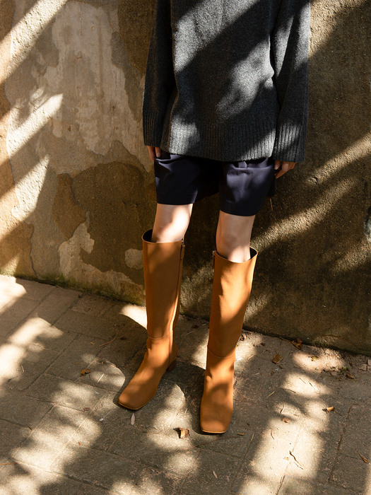Square Long Boots | Camel