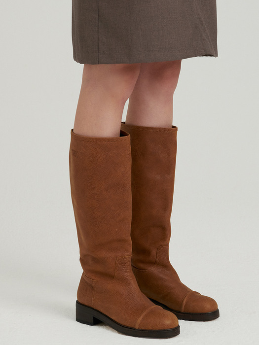 ROUND TALL BOOTS_orange shrunken