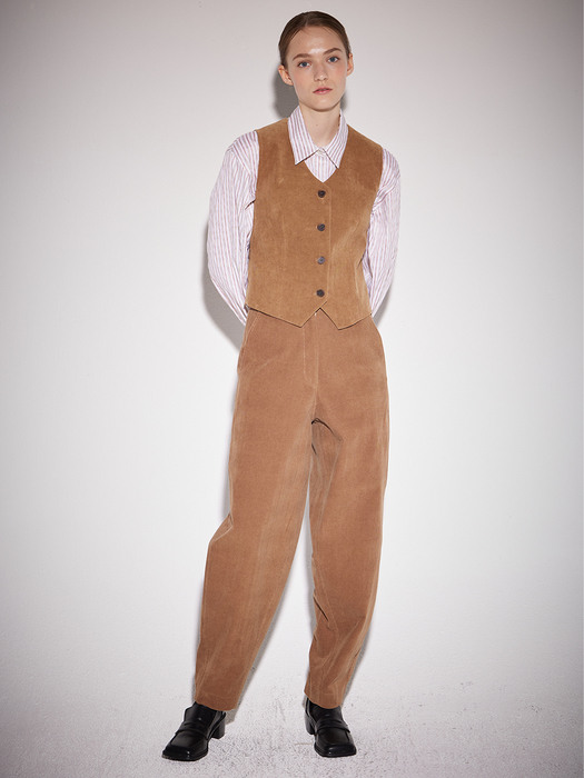 Corduroy rounded pants camel