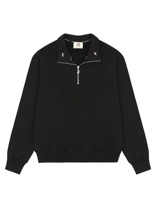 Gem in dream embroidered half zip-up sweatshirt black Unisex