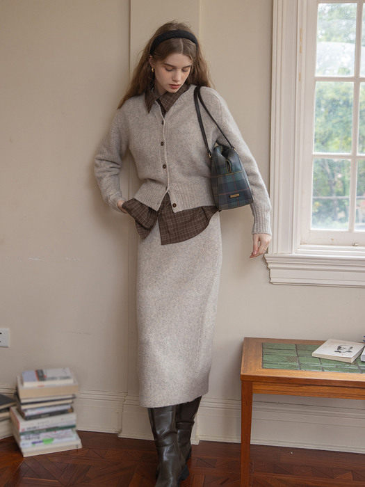 SUZHANA woolen skirt_LIGHT GREY